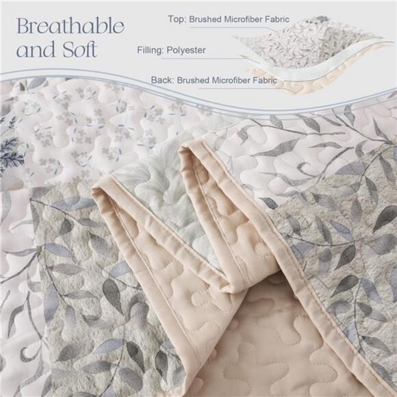 Reversible Boho Quilt Set Queen Size, 3 Pieces Patchwork Gray - Picture 4 of 7